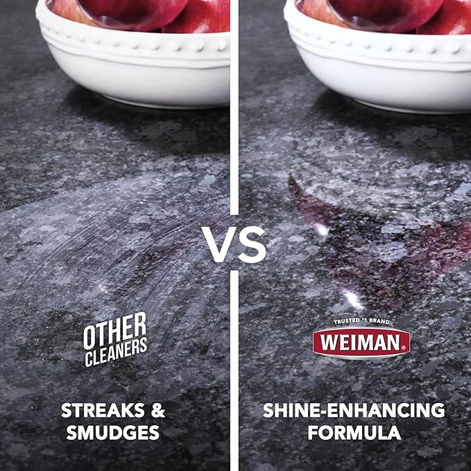 Weiman Granite and Stone Cleaner 3-in-1, Removes Grease, Stains & Watermarks, Streak-Free Formula with Stain Shield Technology, Safe on Marble, Quartz, Tile, Granite, Quartzite & Slate - NeatNest