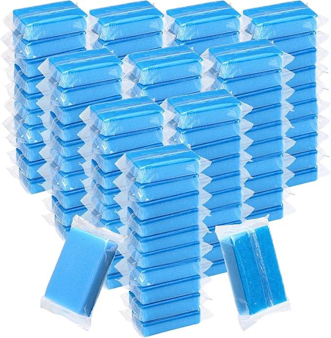 Tioncy 100 Pcs Individually Wrapped Sponges Kitchen Bulk Blue Dish Non Scratch Scrub Sponges Dual Sided Cleaning Dish Scrubber for Washing Dishes, Pots, Pans, Sinks, Stoves, Appliances, Car, Bike - NeatNest