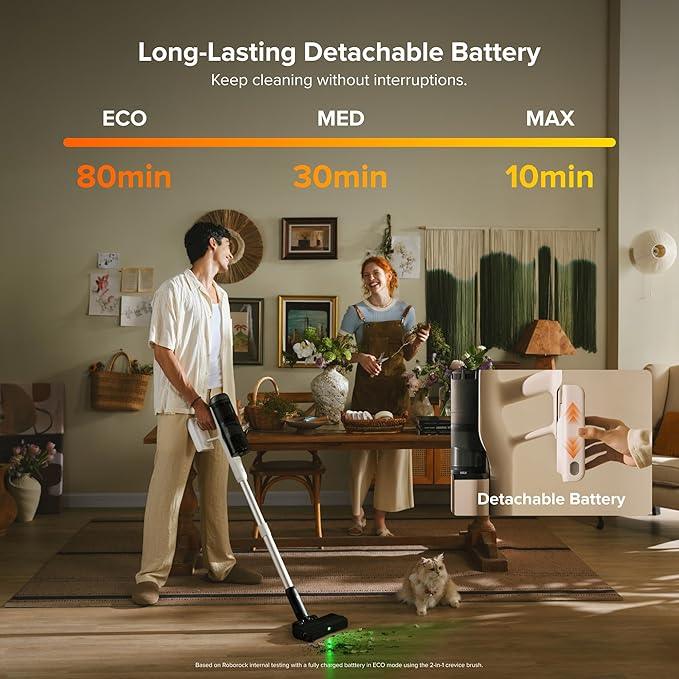 roborock H60 Hub Pro Cordless Stick Vacuum Cleaner with Auto-Empty Dock, 170AW Suction for Carpets and Pet Hair, Vacuum Cleaners with 80-Min Runtime, Anti-Tangle Brush, 140° Green LED Dust Detection - NeatNest