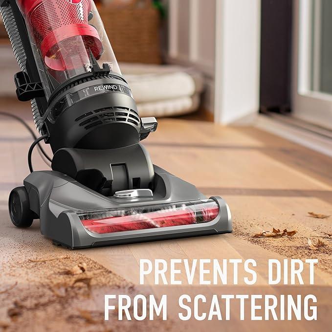 Hoover Rewind Pet Upright Bagless Vacuum Cleaner for Carpet and Hard Floors, Automatic Cord Rewind, Above Floor Cleaning Corded Vacuum Cleaners for Home Use, Gray - NeatNest