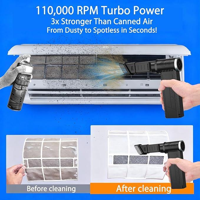 Electric Compressed Air Duster -120000RPM Super Power Cordless Air Duster, Rechargeable Brushless Motor Durable Blower, 4-Gear Adjustable Dust Blower for Computer,PC,Keyboard Charging - NeatNest