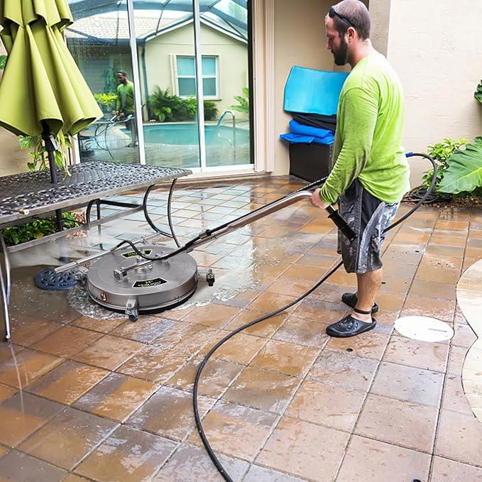 24" Pressure Washer Surface Cleaner Mate with 5 Nozzles Water Broom, Stainless Steel Dual Handle Power Washer Surface Cleaner Hot Water Supported for Patio Decker Concrete Driveway, 4200 PSI - NeatNest