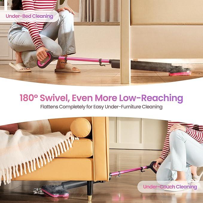 Schenley Steam Mop Cleaner Powerful - 15s Fast Heat-Up, Chemical-Free for Hardwood/Tile/Laminate & Floors/Walls, Washable Pads, 3 Modes for Carpet, Lightweight, Self-Standing, Sleek Design - NeatNest