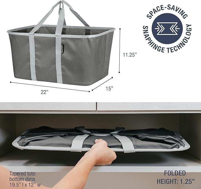 CleverMade Collapsible Laundry Tote - Charcoal Gray 2-Pack 50L - Foldable Storage Organization Container for Clothes Laundry Room Storage Solution - NeatNest