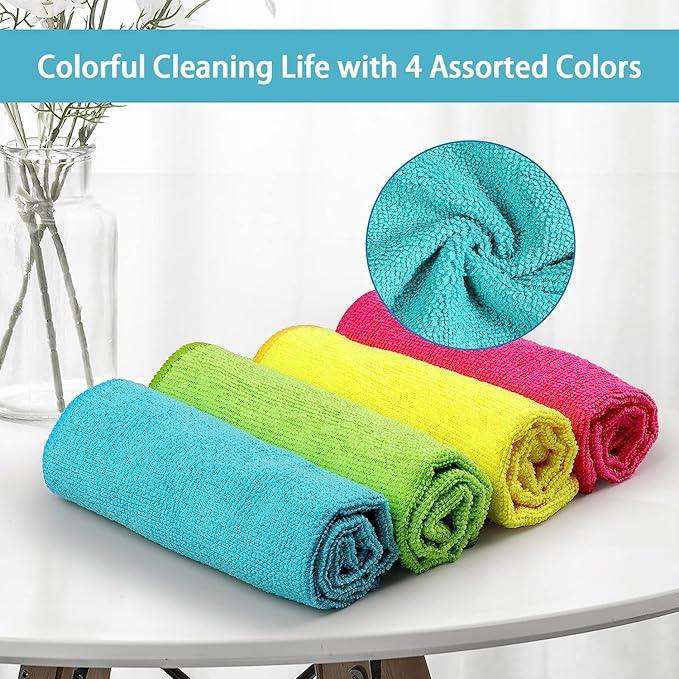 HOMEXCEL Microfiber Cleaning Cloth,150 Pack Cleaning Rags, Cleaning Towels with 4 Color Assorted,11.5"X11.5" Shop Towels (Green/Blue/Yellow/Pink) - NeatNest
