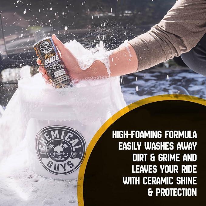Chemical Guys HydroSuds Ceramic SiO₂ Shine High Foaming Car Wash Soap - Foam Cannon Soap, Works with Foam Guns or Bucket Washes for Cars, Trucks, Motorcycles, RVs, and More, Berry Scent - 16 oz - NeatNest