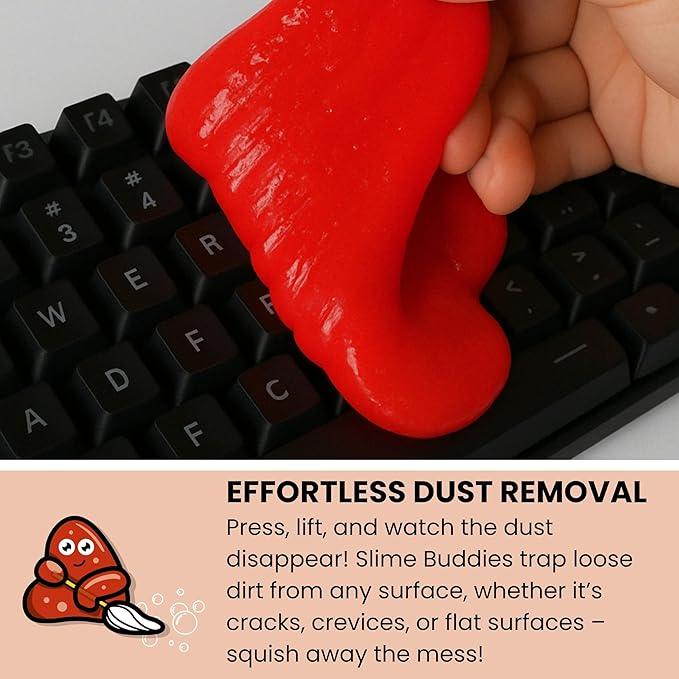 Slime Buddies Car Cleaning Gel Putty - 3 Pack Strawberry Scent Interior Detailing Tool for Cup Holder, Air Vent & Keyboard - Reusable Auto Detailing Accessory - Dust Remover Goop - Gift for Men Women - NeatNest