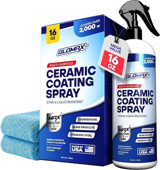 Home Ceramic Coating Spray Kit (16 oz) - Shine, Seal & Protect Stainless Steal, Glass, Kitchen & Bath Surfaces - Extremely Hydrophobic - Repels Stains & Grime - Includes 2 Micro Fiber Towels - NeatNest