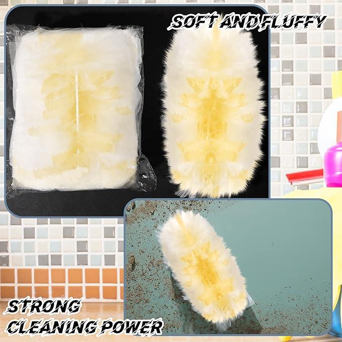 Vesici 100 Pcs Duster Refills Compatible with Swiffer Dusters Bulk Disposable Replacement Thickened with 1 Handle Heavy Duty for Cleaning, Office (Yellow) - NeatNest