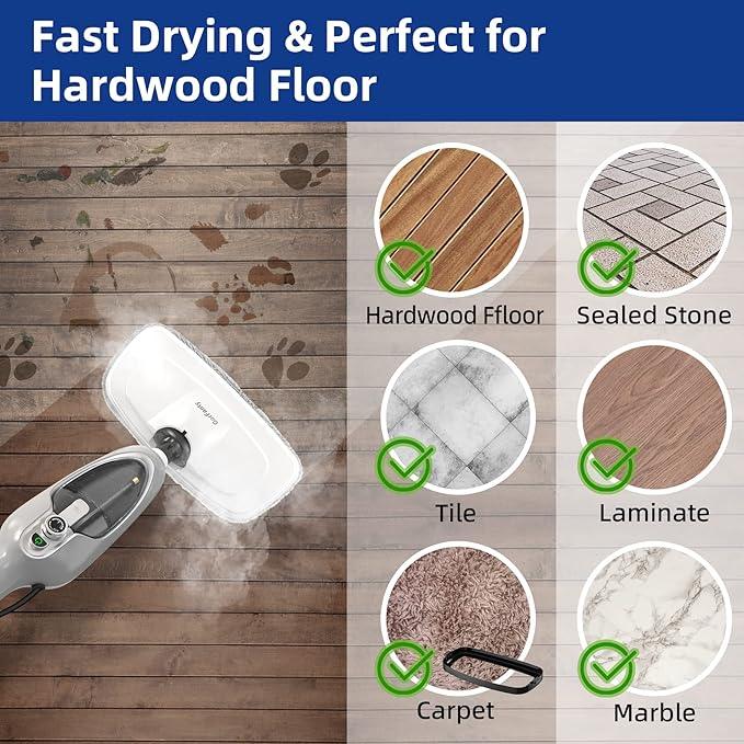 Steam Mop - 10-in-1 MultiPurpose Handheld Steam Cleaner Detachable Floor Steamer for Hardwood/Tile/Laminate Floors Carpet with 11 Accessories for Whole Home Use. - NeatNest