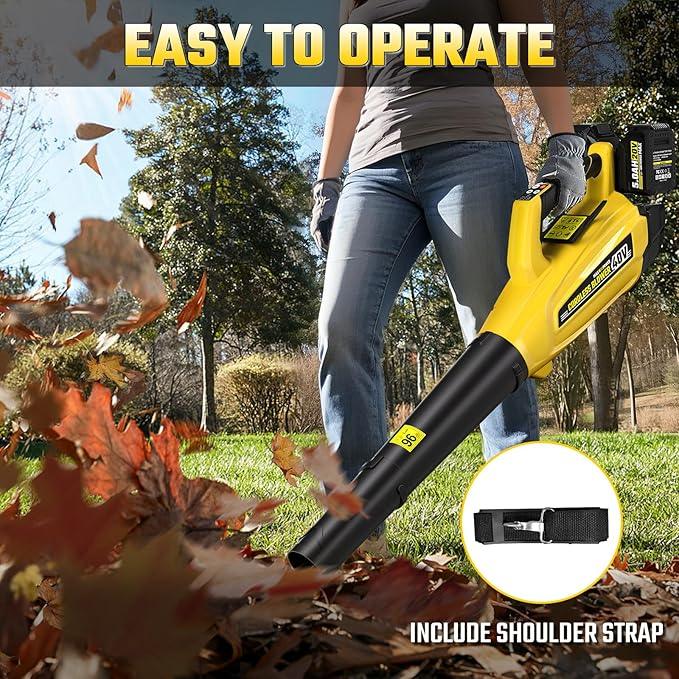 40V Leaf Blower Cordless with 2 X 5.0Ah Batteries and Charger, 40V Powerful Brushless Motor Up to 680CFM Blower for Lawn Care, 4-Variable Speed Turbo Mode with Power Boost - NeatNest
