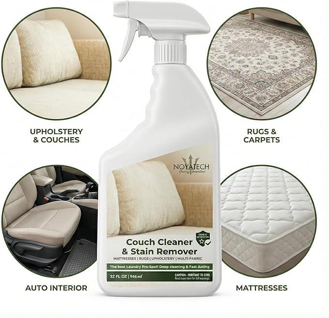 NOYATECH Couch Cleaner and Stain Remover Spray – Professional Strength, Multi-Surface Fabric and Upholstery Cleaner – Pet-Safe, Non-Toxic, Quick-Drying for Couches, Sofas & Car Interiors. - NeatNest
