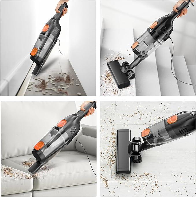 Vazone R6X Corded Stick Vacuum Cleaners for Home, 20Kpa Powerful Suction Stick Vacuum with 16Ft Cord, 2 in 1 Lightweight Handheld Vacuum Cleaner for Hardwood Floor Pet Hair - NeatNest