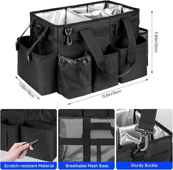 Cleaning Caddy Bag, Cleaning Supplies Organizer for Housekeepers, Housekeeping Caddy with Handle and Detachable Padded Cushion, Black - NeatNest