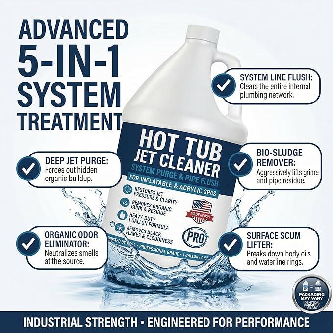 Hot Tub Jet Cleaner & Spa Line Flush – Deep Plumbing & Pipe Purge – Hot Tub System Flush Cleaner for Jets, Lines & Tubes – Designed to Remove Sludge, Grime & Yuck – Made in USA – 1 Gallon - NeatNest