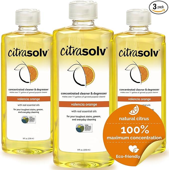 Citra Solv Concentrated Household Cleaner & Degreaser -Valencia Orange Scent 8 fl oz Safe, Effective, and Versatile Cleaning Solution, Natural Ingredients Non Toxic,Biodegradable, Made in USA (3) - NeatNest