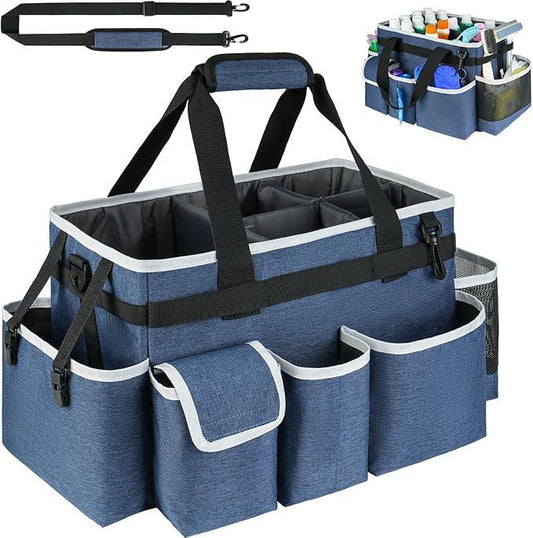 Cleaning Caddy Bag,Large Cleaning Supplies Organizer with Handle for Housekeepers, Blue - NeatNest