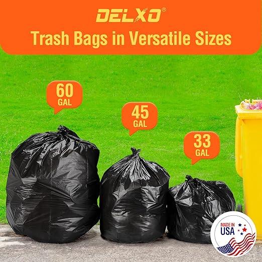 Delxo 30-33 Gallon Trash Bags, 5000 Count – 0.6 Mil Medium Duty Garbage Bags, Durable Plastic Bolsas para basura, Perforated Design– Made in USA for Kitchen, Yard, Office (Black) - NeatNest