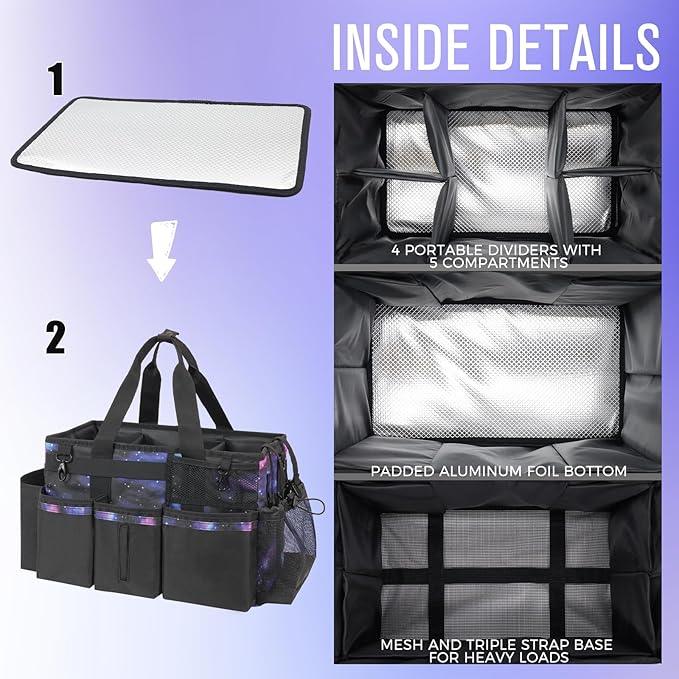 Wearable Cleaning Caddy, Cleaning Caddy Supplies Organizer with Handle & Shoulder Straps for Housekeepers, Under Sink & Car Cleaning Tool Organizers Bag with 4 Foldable Divider (StarrySky) - NeatNest