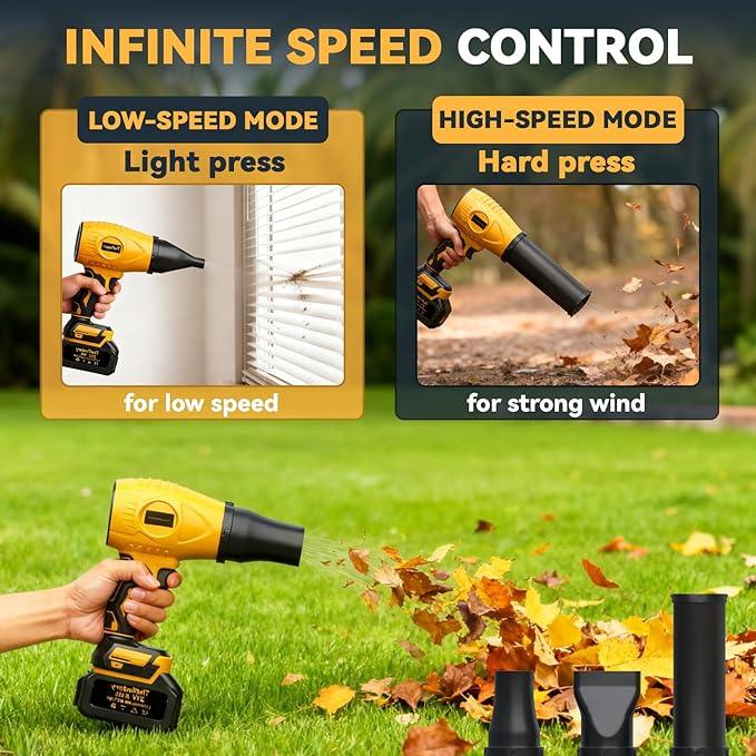 600000 RPM Lightweight Handheld Cordless Leaf Blower, Includes 2×4.0Ah Batteries, Charger, 3 Nozzles, Powerful Blowers Air Turbo Jet, with Earplugs, for Yard Cleaning, Lawn Care, Leaves & Dust - NeatNest