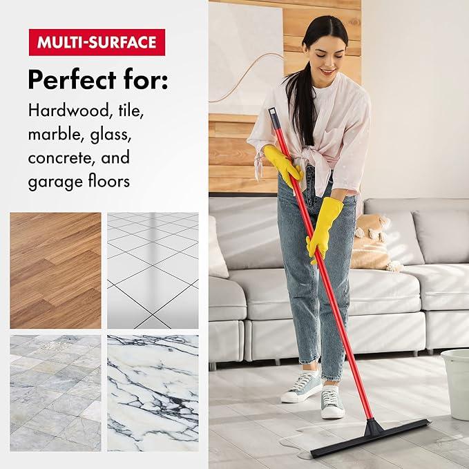 Tyroler Rubber Floor Squeegee Heavy Duty 17", Deck Squeegee Outdoor for Floors with 55" 4 Part Handle, Perfect Outdoor Squeegees for Patio, Tiles, Marble, Garage, Shower, Window - NeatNest