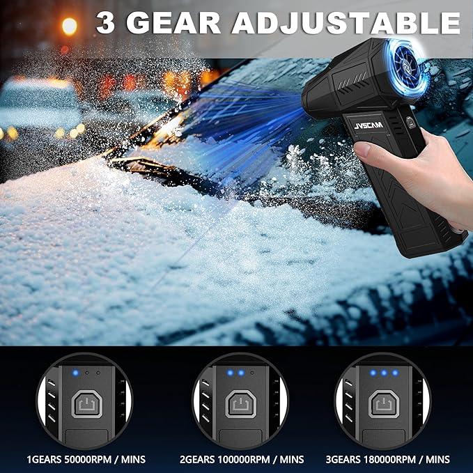 Compressed Air Duster - 180,000 RPM Electric Air Duster - with Brushless Motor, 3-Gear Adjustable Air Duster - for Keyboard, PC, Car, Air Bed, and Home Cleaning (X11-Black) - NeatNest