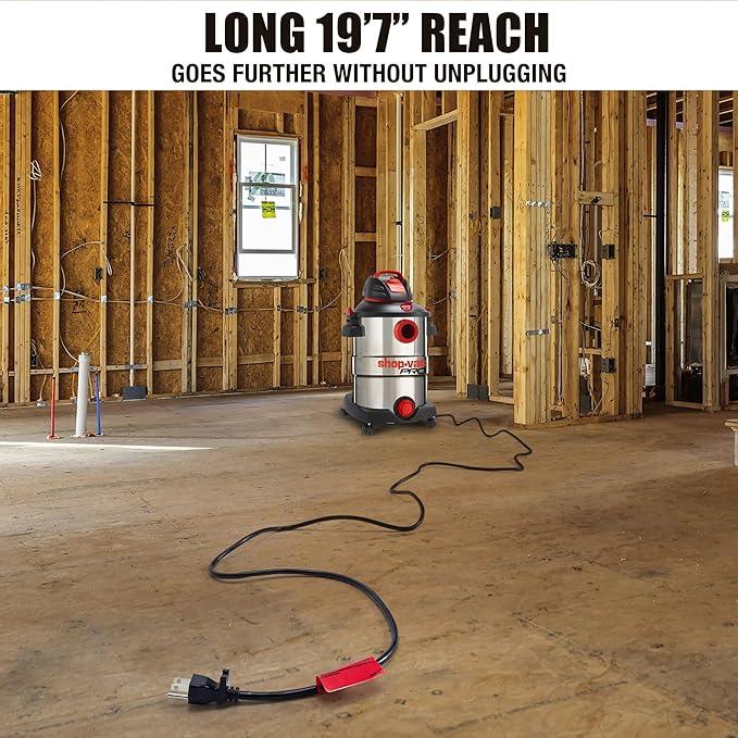 Shop-Vac 12 Gallon 6.0 Peak HP Wet/Dry Vacuum, Stainless Steel Tank, 3 in 1 Function Portable Shop Vacuum with Attachments, Drain Port, Ideal for Jobsite, Garage & Workshop. 5926211 - NeatNest
