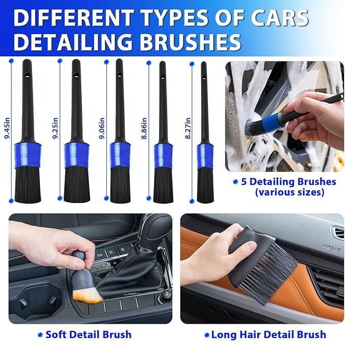 THINKWORK Car Cleaning Kit Car Detailing Kit,Car Cleaning Kit Interior Cleaner with High Power Blue Handheld Vacuum Cleaner,Brush Sets,Windshield Cleaner and Storage Bag,Car Accessories,Car Gift Set - NeatNest