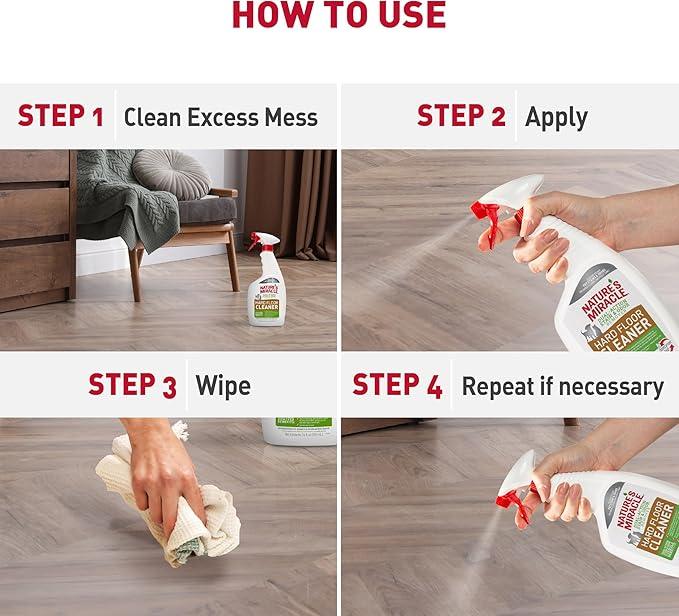 Nature's Miracle Hard Floor Cleaner, 24 Ounces, Dual-Action Stain and Odor Remover Works to Remove Tough Pet Stains and Odors On Sealed Wood and Hard Floor Surfaces - NeatNest