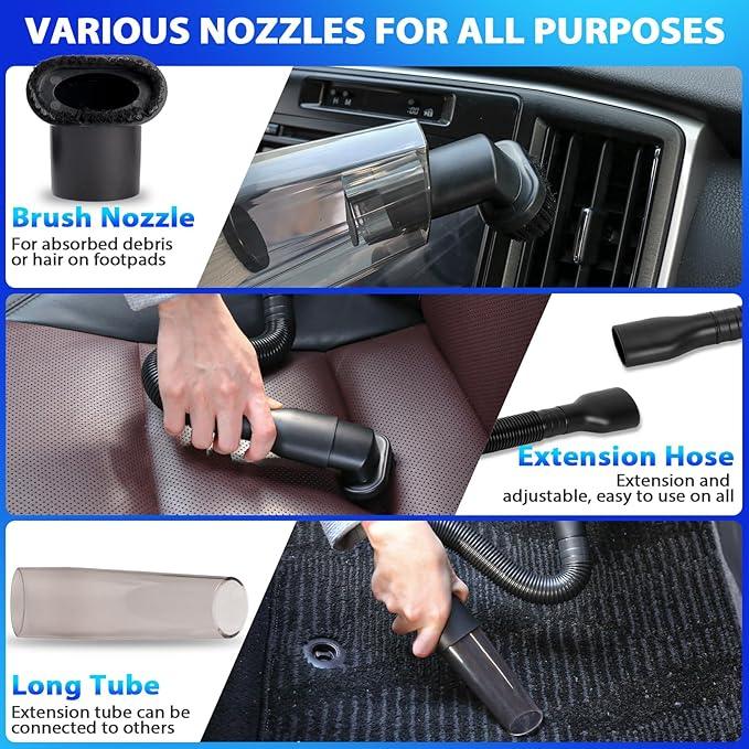 THINKWORK Car Cleaning Kit, Car Vacuum Kit, Gray Car Interior Detailing Kit with 8000PA High Power Vacuum, Including 7Pcs Detailing Brush Set and Bag - NeatNest