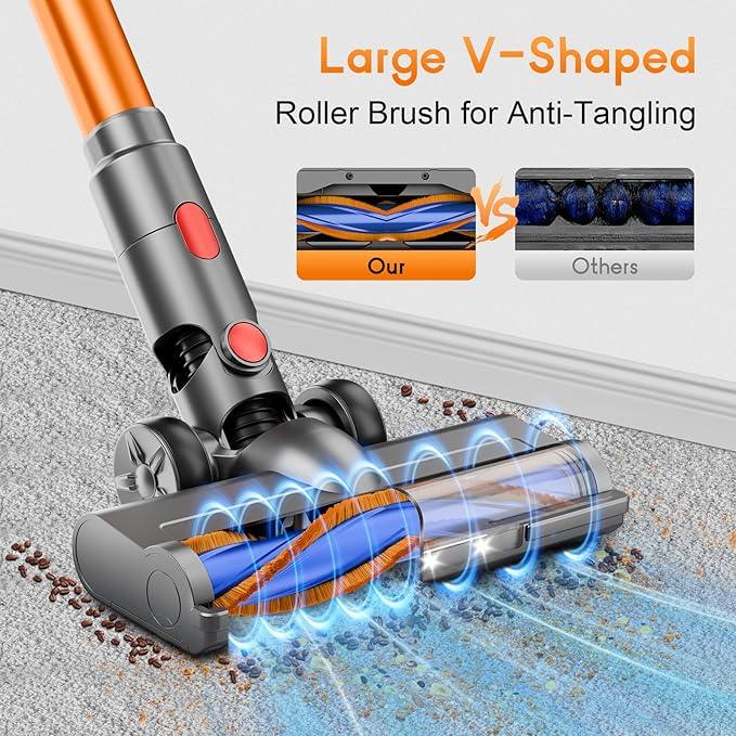 Cordless Stick Vacuum Cleaner - Rechargeable, 35Kpa Powerful Vacuums with Detachable Battery, LED Display, 45Mins Runtime, 8 in 1 Handheld Vacuum for Hardfloor & Carpets Pet Hair, Blue - NeatNest