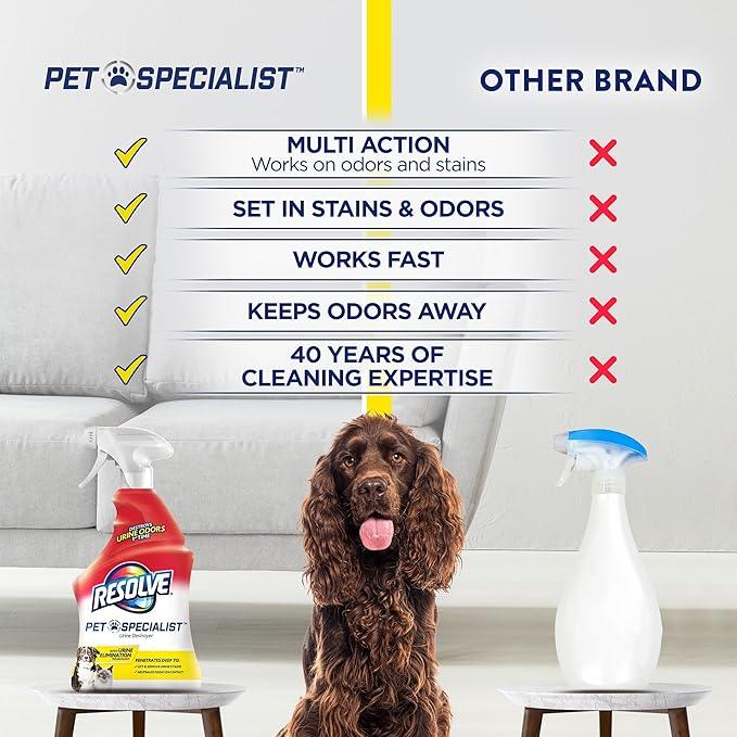 Resolve Pet Specialist Urine Destroyer Carpet Cleaner Spray – Urine Eliminator for Pet Stains & Odors Up to 7 Days Old, 22oz - NeatNest