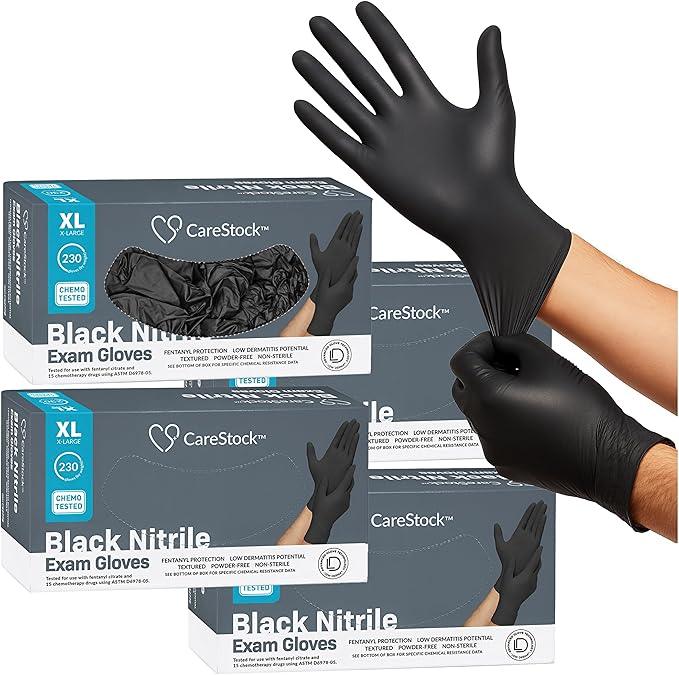 CareStock Black Nitrile Exam Gloves [2300 Count] Disposable, Powder-Free, Latex-Free, Food Safe, Medical Grade, Chemical Resistant, X-Large, 230 Count, 10 Boxes - NeatNest