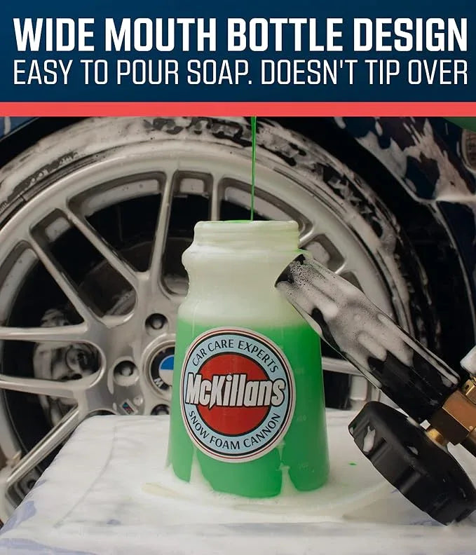 McKillans Foam Cannon for Pressure Washer (Wide Mouth) - Car Wash Snow Foam Cannon Lance Pressure Washer Soap Dispenser for Car Washing with Adjustable Thick Foam + 1/4 Quick Connector - NeatNest