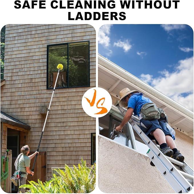 20 Foot Cobweb Duster with Extension Pole, 4-12ft Dusters for Cleaning with Bristles, High Reach Feather Duster for Outdoor Indoor, 4-Stage Spider Web Remover with Telescopic Pole for Ceiling Wall - NeatNest