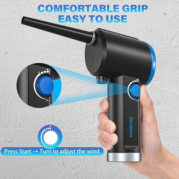 DOROBEEN Compressed Air Duster, Electric Air Duster, Cordless Air Duster, Canned Air Duster for Computer, Keyboard Cleaner, BLDC Motor - Stepless Speed - 6000mAh (Blue) - NeatNest