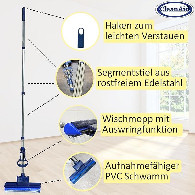 OneTouch GO! Floor Cleaner, Floor Mops, Sponge Mops, Mop with Wringing Function (4 x Refill Sponge) - NeatNest