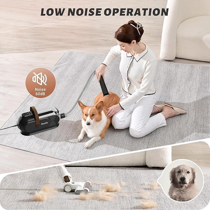Bunfly Dog Grooming Kit with 13000kpa Strong Grooming & Vacuum Suction 99% Pet Hair,3L Capacity,11 Grooming Tools Dogs Cats and Other Animals,Home and Car Cleaning -Black - NeatNest