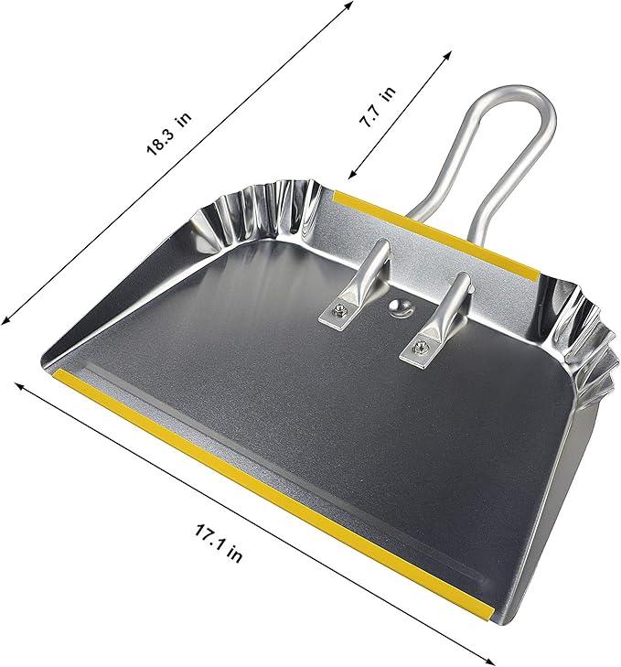 PHYEX 3-Pack 17" Heavy Duty Metal Dust Pans, Wide Dustpans for Household, Easy to Assemble - NeatNest