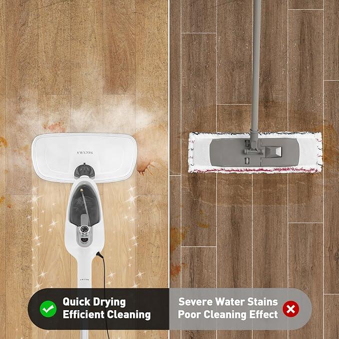 Secura Steam Mop 10-in-1 Convenient Detachable Steam Cleaner, White Multifunctional Cleaning Machine Floor Steamer with 3 Microfiber Mop Pads - NeatNest