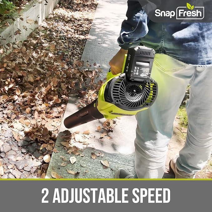 SnapFresh Leaf Blower Cordless - 350 CFM Electric Leaf Blower with 4.0Ah Battery & Fast Charger - Lightweight & 2-Speed - 20V Battery Powered Leaf Blowers for Lawn Care/Yard/Garden/Patio - NeatNest