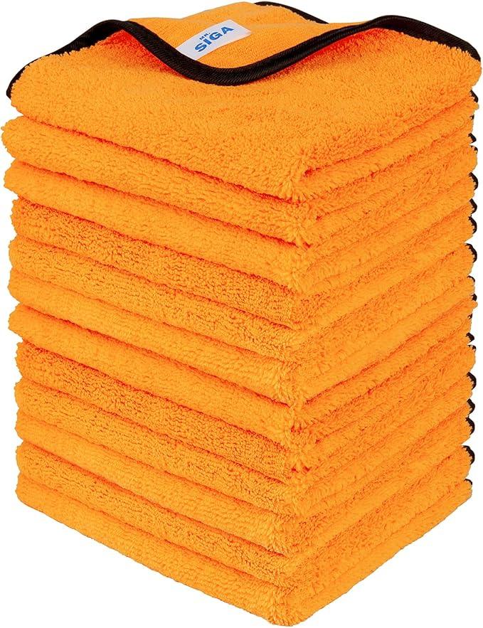MR.SIGA Professional Premium Microfiber Towels for Cars, Dual-Sided Car Washing and Detailing Towels, Gold, 15.7 x 23.6 inch, 12 Pack - NeatNest