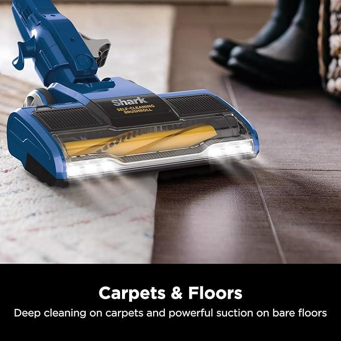 Shark HV343AMZ Rocket Corded Stick Vacuum with Self-Cleaning Brushroll, Lightweight & Maneuverable, Perfect for Pet Hair Pickup, Converts to a Hand Vacuum, Crevice Upholstery Tools, Blue/Silver - NeatNest