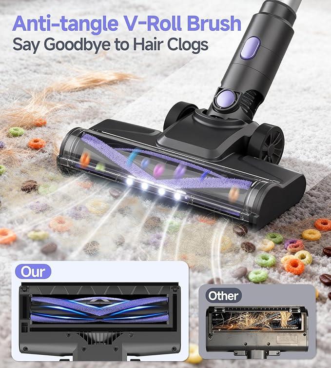 N17 Cordless Vacuum Cleaner, Upgraded Lightweight Stick Vacuum for Home, Max 45mins Runtime, Powerful Suction, Self-Standing, Anti-Tangle, Rechargeable Vacuum for Hard Floors Carpets Pet Hair - NeatNest