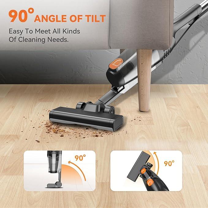 Vazone R6X Corded Stick Vacuum Cleaners for Home, 20Kpa Powerful Suction Stick Vacuum with 16Ft Cord, 2 in 1 Lightweight Handheld Vacuum Cleaner for Hardwood Floor Pet Hair - NeatNest