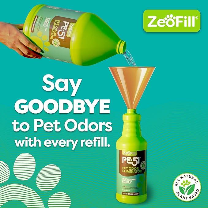 ZEOFILL PE-51 Economy Pack - 1 Gallon & 32oz Garden Hose Spray Bottle – Pet Urine, Pet Odor, & Yard Odor Eliminator – Dogs Urine Odor Deodorizer – Outdoor Use – All Natural Eco-Friendly Enzymes - NeatNest