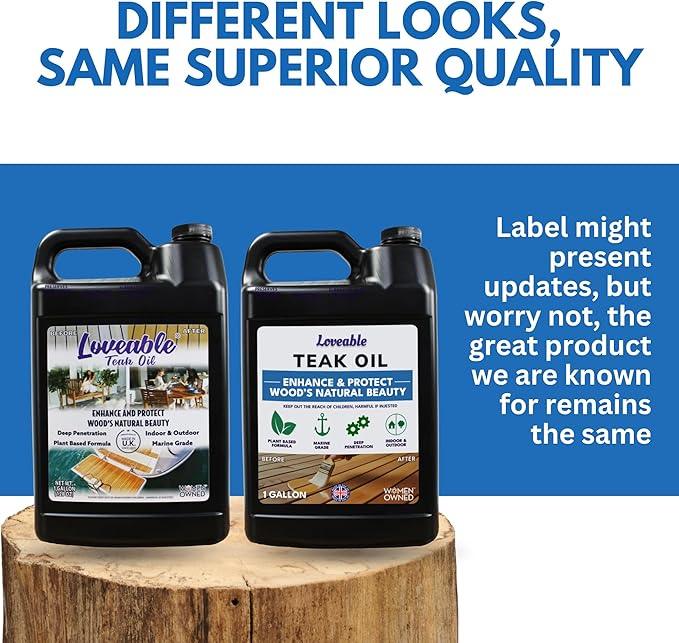EcoDecors Loveable Teak Oil – 1 Gallon, Indoor and Outdoor Wood Protector, Marine-Grade, Plant-Based Formula, Deep-Penetrating Teak Treatment for Patio, Garden, Shower & Boat Wood Furniture - NeatNest