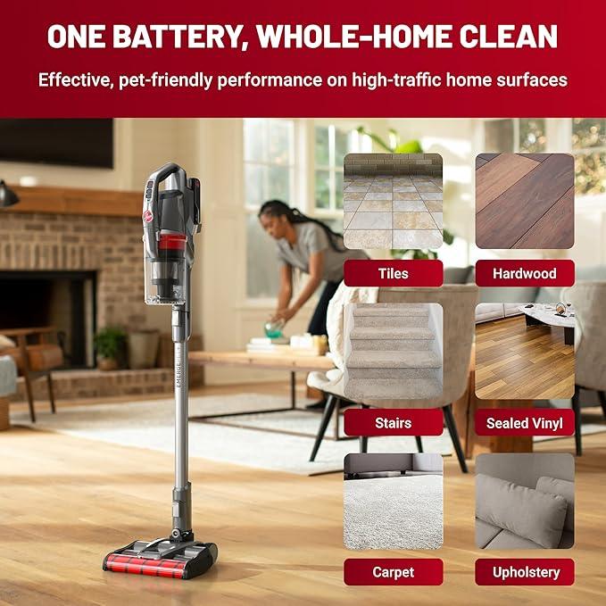 Hoover ONEPWR WindTunnel Emerge Pet+ Cordless Stick Vacuum Cleaner, Lightweight Stick Vac, Powerful and Quiet Cleaning, Self Standing, No Wall Mount Required, Cordless Vacuum Cleaners for Home Use - NeatNest