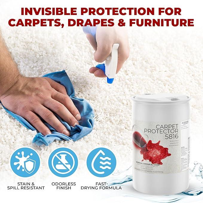 General Chemical Stain Shield Spray - Safe Fabric Protector Spritz and Stain Guard 5816 for Upholstery, Carpets, Rugs, Drapes & More - Impermeable Protectant Spray for Outdoor & Indoor Use - 55 Gallon - NeatNest