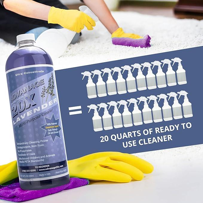 All Purpose Cleaner Concentrate - Advanage 20X The Wonder Cleaner Lavender for All Surfaces Around Bathroom, Kitchen, Oil and Grease, Multi Purpose Cleaner for Household Cleaning Solution | 32 FlOz - NeatNest
